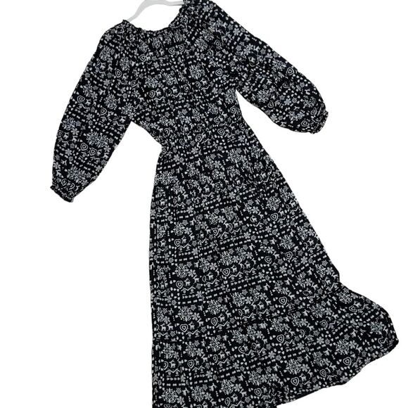 The Great 'The Joy' Folk print cotton long sleeve tiered prairie maxi dress 1/S - Picture 2 of 12